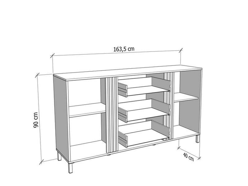  Buffet frisanco, bahut 2 étagères, 164x40x90h cm blanc crème Frisanco - Conforama D