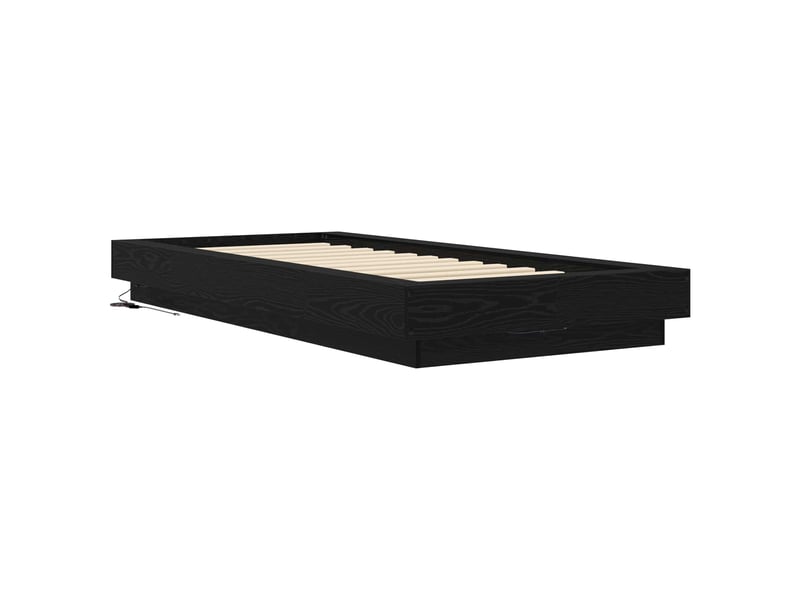  Lit simple- lit adulte -  cadre de lit avec led chêne noir 80 x 200 cm bois d'ingénierie  - Conforama C
