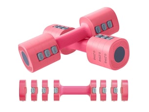 Set de 2 haltères réglables 26,6x7,5x7,5 cm – rose – 4 niveaux de 1 à 2,5 kg, poignée antidérapante