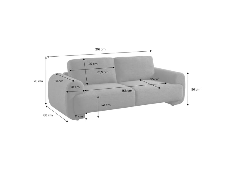  Canapé 3 places tissu kaki - zenio  - Conforama D