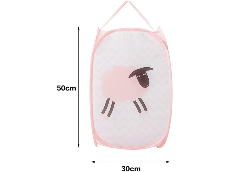  Panier pliable avec anse, panier à linge en maille, panier à dessins animés, panier à linge pour enfants, jouets, chaussures, couleur rose  - Conforama B