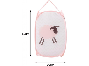 Panier pliable avec anse, panier à linge en maille, panier à dessins animés, panier à linge pour enfants, jouets, chaussures, couleur rose