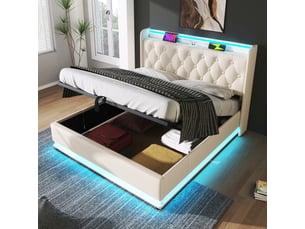 Lit coffre 140x190 cm <strong>STILVORA</strong> <strong></strong> coloris blanc