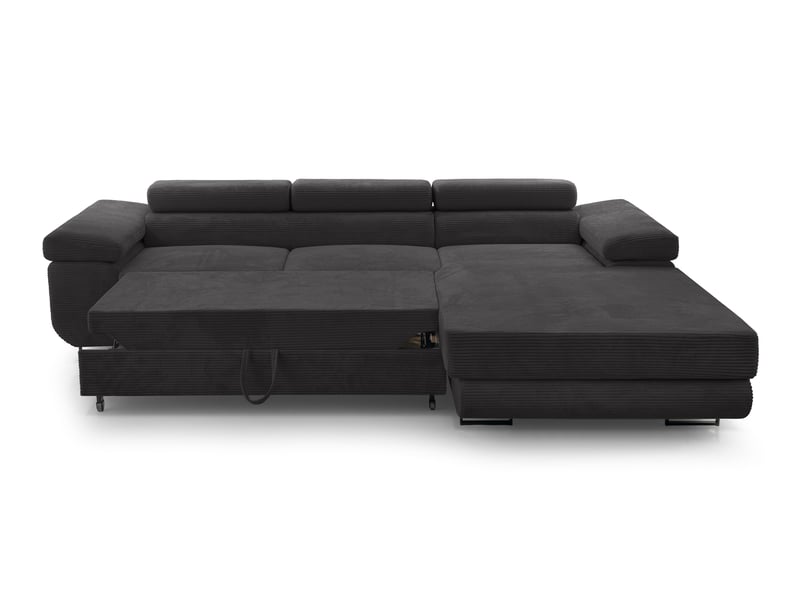 Canapé d’angle en velours côtelé arborio 280 cm gris foncé d Arborio - Conforama C