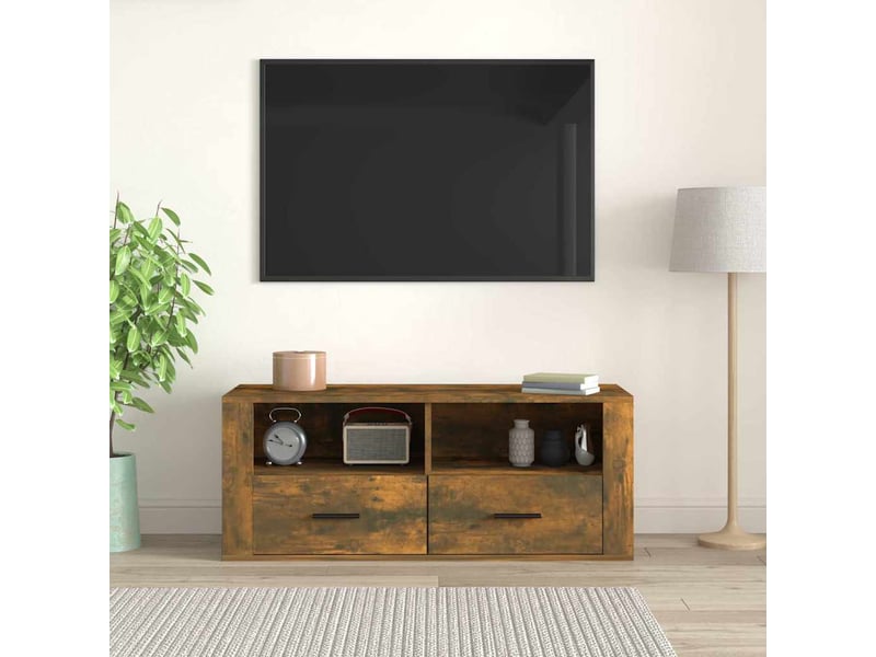  Meuble tv - banc tv - meuble de rangement chêne fumé 100x35x40 cm bois d'ingénierie  - Conforama C