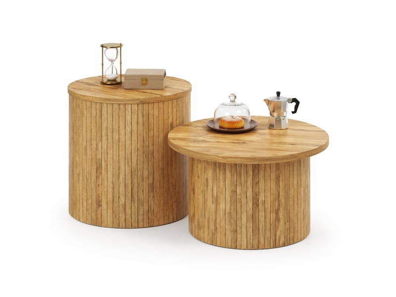  Tables basses rondes 75x75x36 cm et 50x50x50,5 cm mdf naturel  - Conforama A