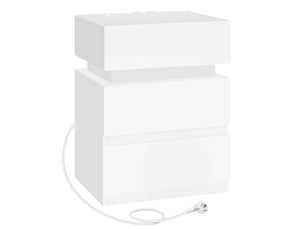 Table de chevet 35x40x55 cm avec éclairage led réglable bois blanc