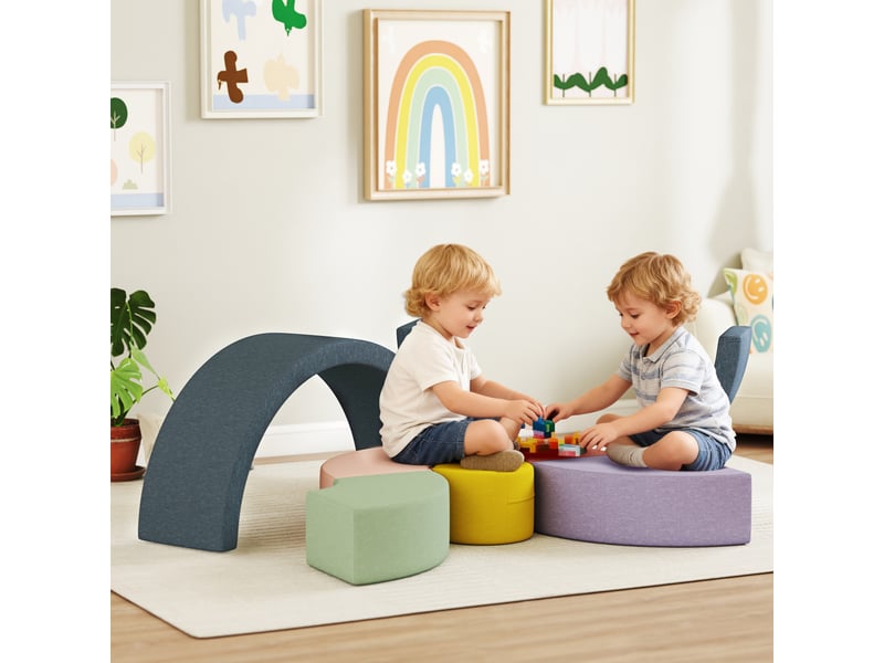 Parcours motricité bébé module motricité bébé 7 pièces avec housse lavable 107 x 107 x 30 cm multicolore - Conforama B