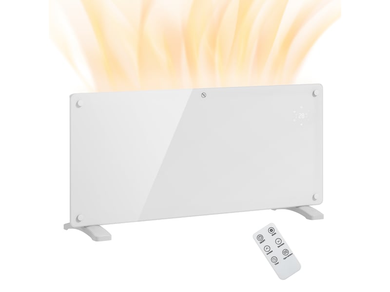  Chauffage à convection 2000 w avec température réglable, télécommande et minuterie, 87 x 21,5 x 44,5 cm, blanc  - Conforama A