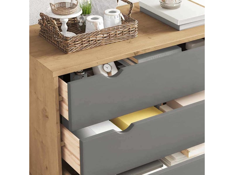  Commode, armoire à tiroirs bureau otta marron et gris 76,5x39,5x90 cm bois de pin massif  - Conforama D