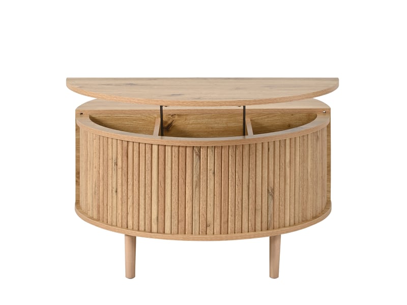  Table basse ronde, 80x80x59 cm, relevable, mdf, coloris chêne  - Conforama D