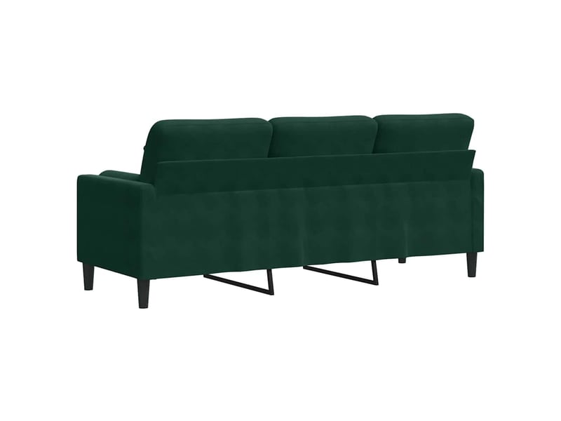 Canapé 3 places, canapé droit fixe avec oreillers vert foncé 180 cm velours - Conforama E