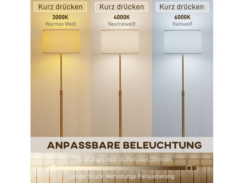  Lampadaire 40x40x168 cm réglable en hauteur métal doré  - Conforama C