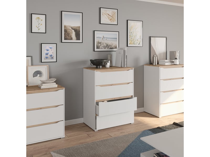  Vicco commode avec tiroirs, blancchêne artisan, 80x100.7cm  - Conforama E