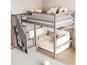 Lit mezzanine 140x200 cm MEUBLIV coloris gris