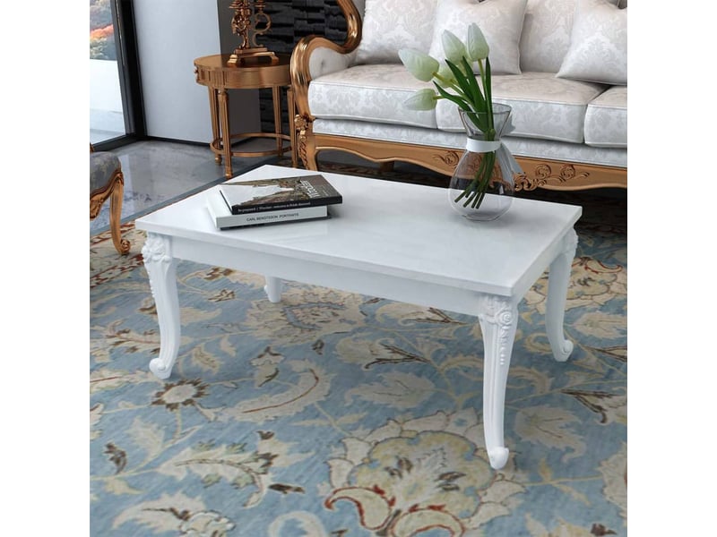  Table basse - table de salon - table à thé blanc brillant 100x50x42 cm bois d'ingénierie  - Conforama B