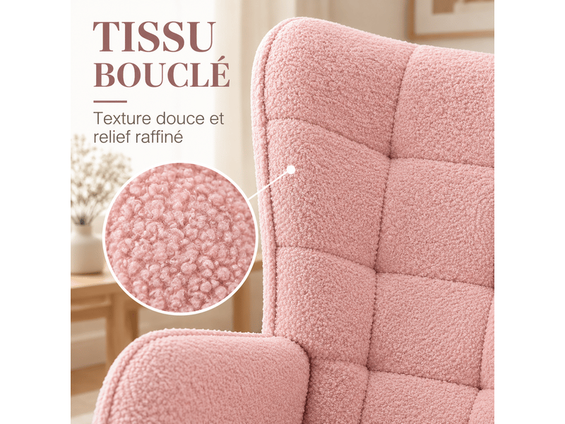 Fauteuil à bascule teddy, fauteuil berçant allaitement haut dossier avec accoudoirs, chaise berçante confortable pour lecture, salon, chambre bébé, adulte - Conforama E