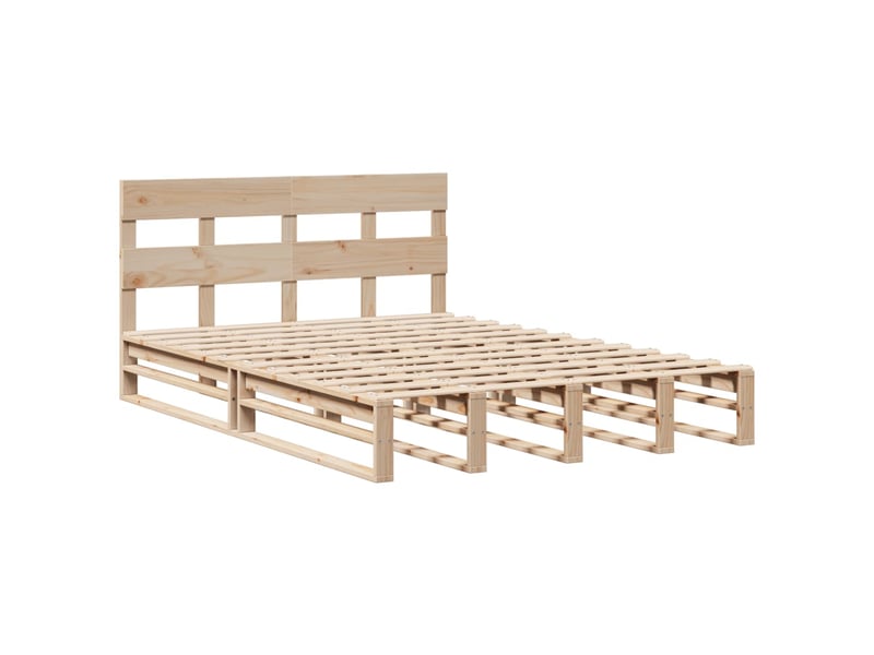  Lit double- lit adulte -  cadre de lit sans matelas 120x190 cm bois de pin massif  - Conforama B