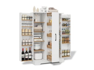 Meuble de rangement avec 2 portes, 4 étagères et tiroir vertical, pour cuisine, mdf blanc, 120 × 78 × 35 cm