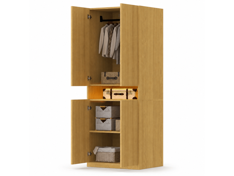  Armoire 70 × 55 × 180 cm - avec compartiment éclairé - avec éclairage led - naturel  - Conforama A