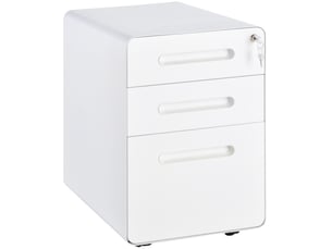Rollcontainer bureau 39x48x59 cm – blanc – 3 tiroirs verrouillables sur roulettes en acier pour documents a4