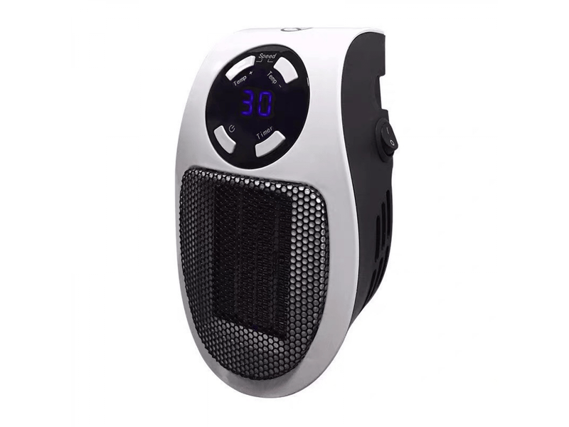  Mini-chauffage électrique blanc de 500 w, puissant et compact, avec affichage led, thermostat numérique, 2 vitesses de ventilation, minuterie réglabl, multicolore  - Conforama A