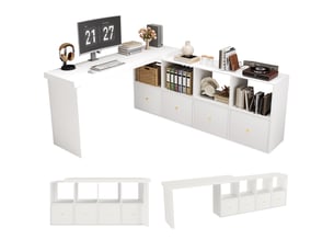 Bureau d'angle HOMVRA 140 cm coloris blanc