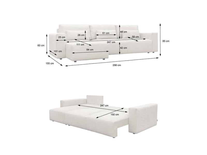  Canapé d'angle convertible réversible 3 places tissu chenille avec coffre de rangement kaki - theo  - Conforama D
