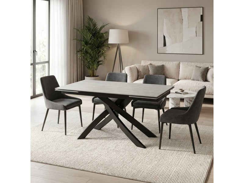 Table extensible 180 à 260 cm céramique gris marbré pied entrecroisé - arizona 11  - Conforama C