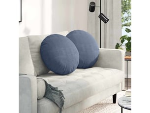 Lot de 2 coussins de siège, coussins décoratifs tissu en velours côtelé bleu ø50 x 19 cm cf59789