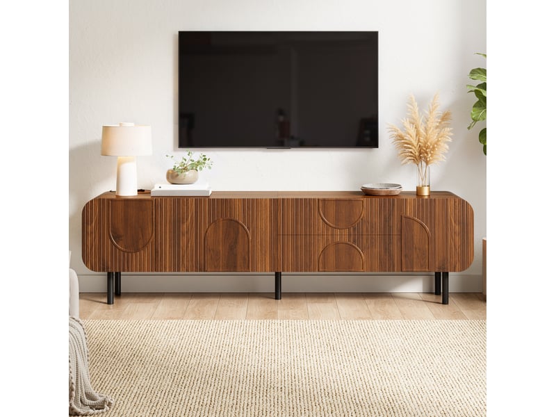 Meuble tv 3 portes 2 tiroirs passe-câbles 180 cm homvra  - Conforama C