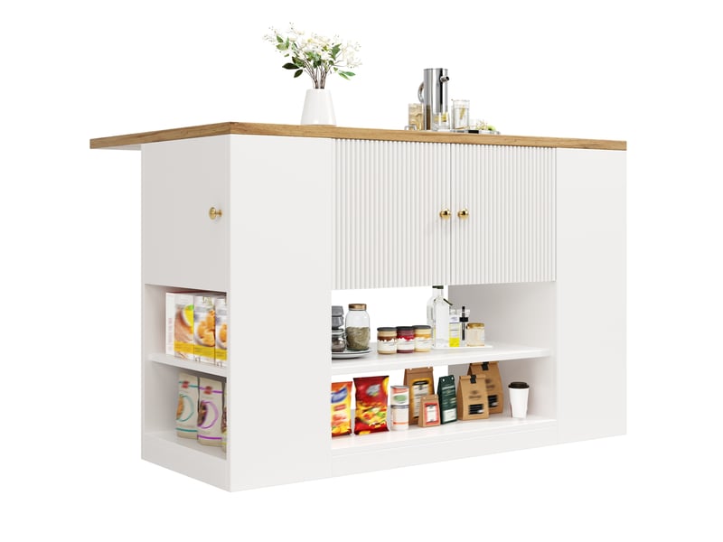  Îlot de cuisine 140x70x90 cm pliable mdf métal blanc  - Conforama B