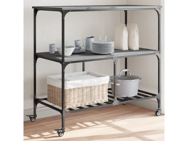  Desserte de cuisine, chariot de rangement sonoma gris 100x50x95 cm bois d'ingénierie  - Conforama B