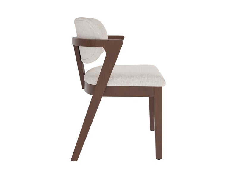 Lot de 4 chaises de salle à manger avec accoudoirs en lin beige avoine et bois noyer 56x57,5x79 cm - Conforama R