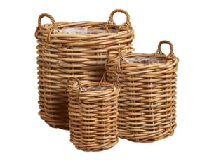 Lot de 3 paniers décoratifs en rotin naturel tressé avec anses - prunelle