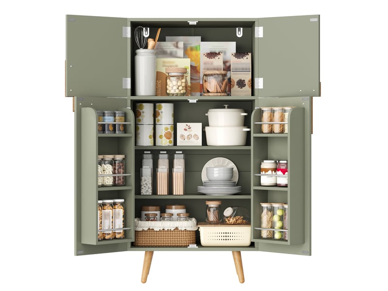  Colonne de cuisine avec 4 portes, étagères réglables et rangements de porte, pour cuisine, vert, 60 × 35 × 120 cm  - Conforama A