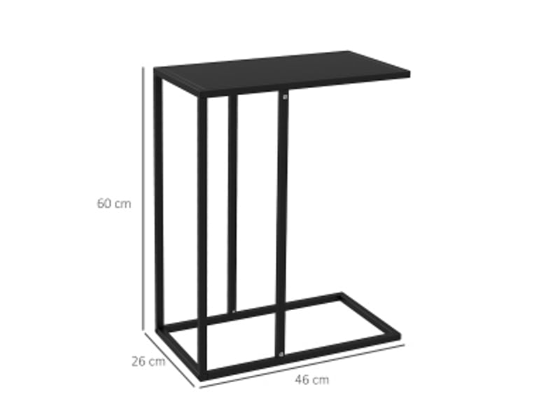  Table basse en c avec plateau ouvert et structure en acier, style minimaliste, pour salon et chambre, noir  - Conforama C