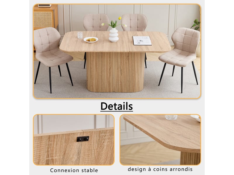  Table à manger ovale  - l160cm table - style campagnard - mdf couleur chêne - pour 6-8 personnes  - Conforama C