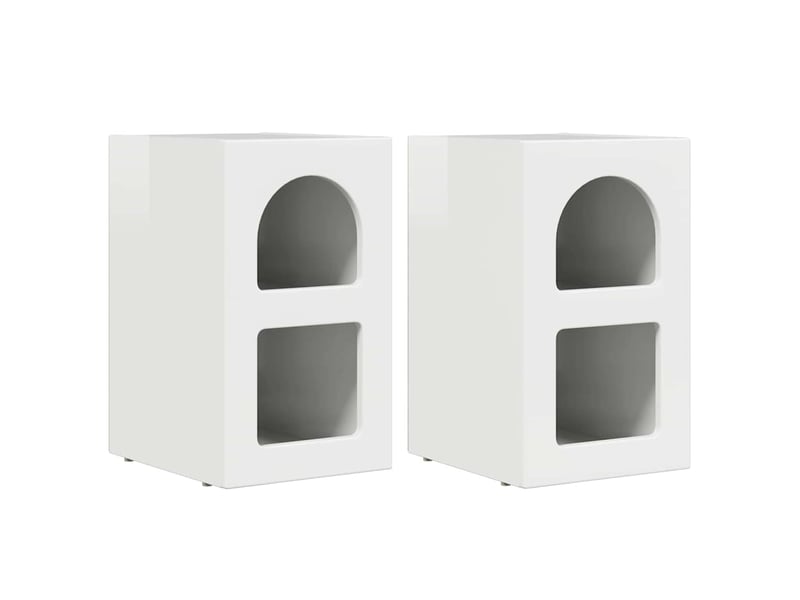 Table de chevet - cabinet de chevet - table de nuit elst 2 pièces blanc brillant - Conforama A