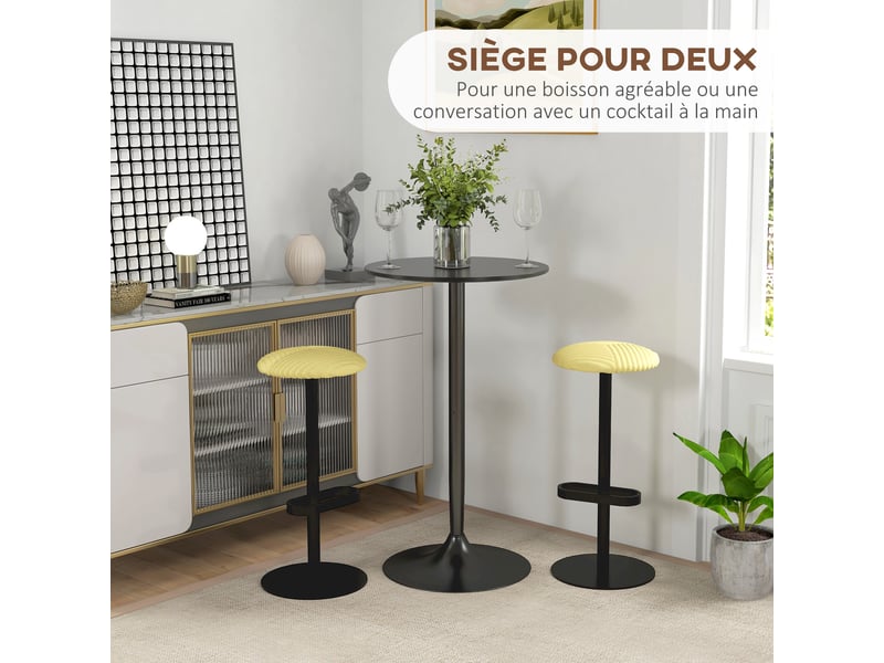  Table de bar ronde table de bistro mange-debout table de cuisine style contemporain plateau peint et cadre en acier  - Conforama D