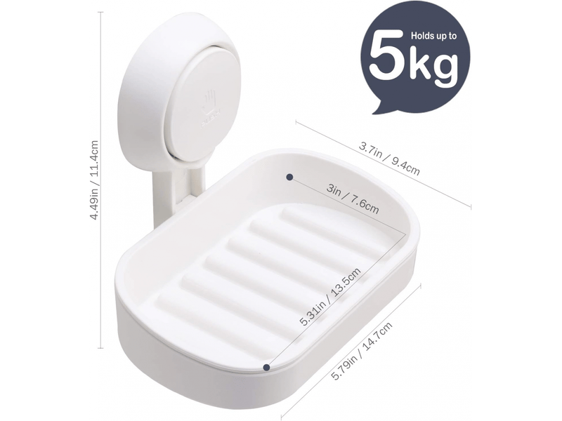  Porte-savon à ventouse, sans perçage et réutilisable. Supporte jusqu'à 5 kg de brique, étanche et facile à installer (blanc).  - Conforama B