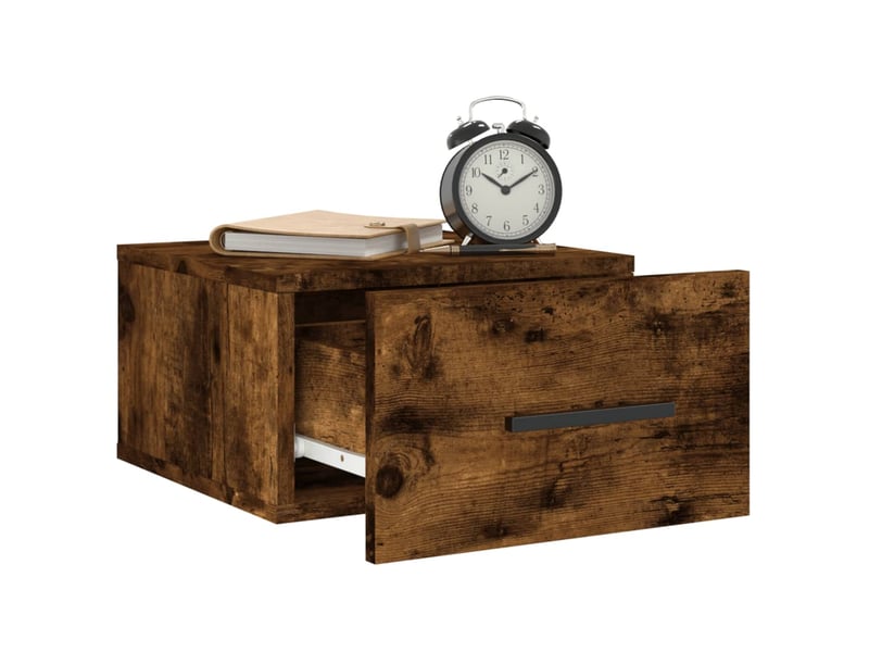  Table de chevet chanmbre, table d'appoint murale chêne fumé 35x35x20 cm shl7019  - Conforama D