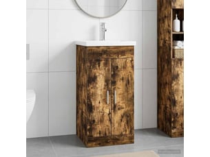 Meuble de salle de bain avec évier chêne fumé 42x40x84.5 cm shl809
