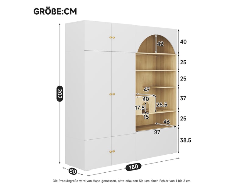  Armoire avec penderie, 7 niches et mur d'escalade , en panneaux de particules blanc et bois, 180 × 50 × 200 cm  - Conforama D