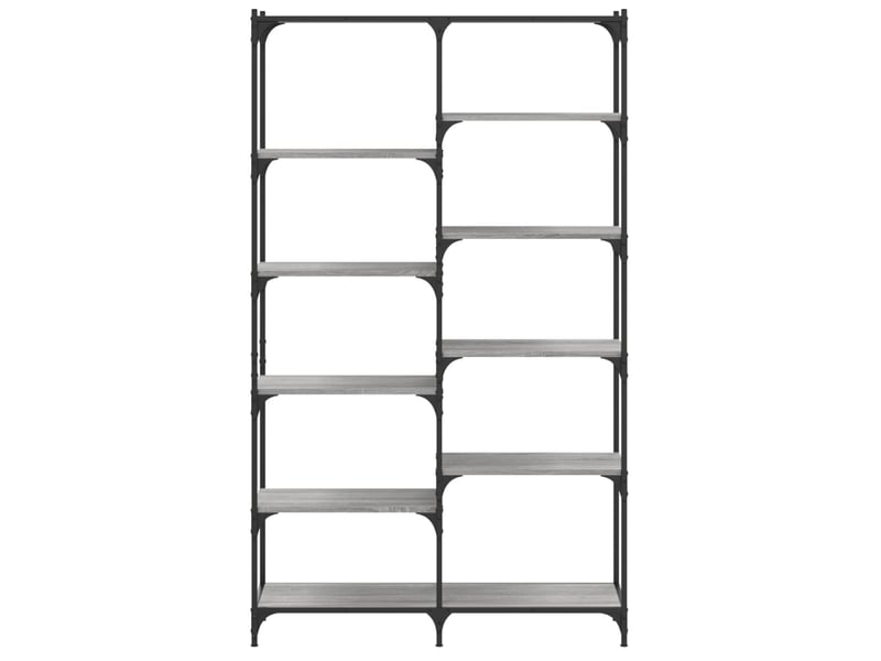  Bibliothèque, meuble de rangement salon sonoma gris 100x32x170 cm bois d'ingénierie et fer  - Conforama D