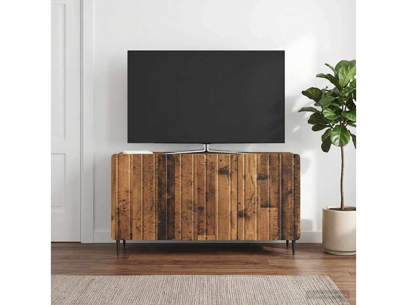  Meuble tv - banc tv - meuble de rangement 99 x 34,5 x 52 cm bois ancien bois d'ingénierie  - Conforama B