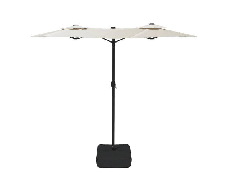  Parasol de jardin à double tête 316 x 145 cm protection uv mécanique pratique en acier blanc sable 02_0047385  - Conforama C