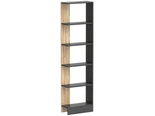 Bibliothèque étagère de rangement avec 5 ouverts compartiments 45 x 21 x 170 cm noir et chêne