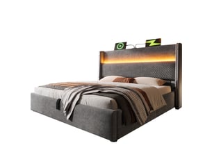 Lit coffre 180x200 cm OKWISH coloris gris