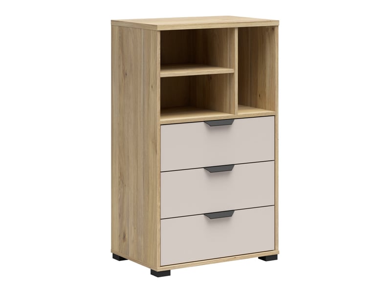  Bibliothèque meuble de rangement avec 3 tiroirs et 3 niches coloris chêne mauvella cachemire - longueur 60 x profondeur 40 x hauteur 102,5 cm  - Conforama A